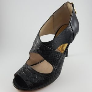 Michael Kors Black Zipper Back Open Toe